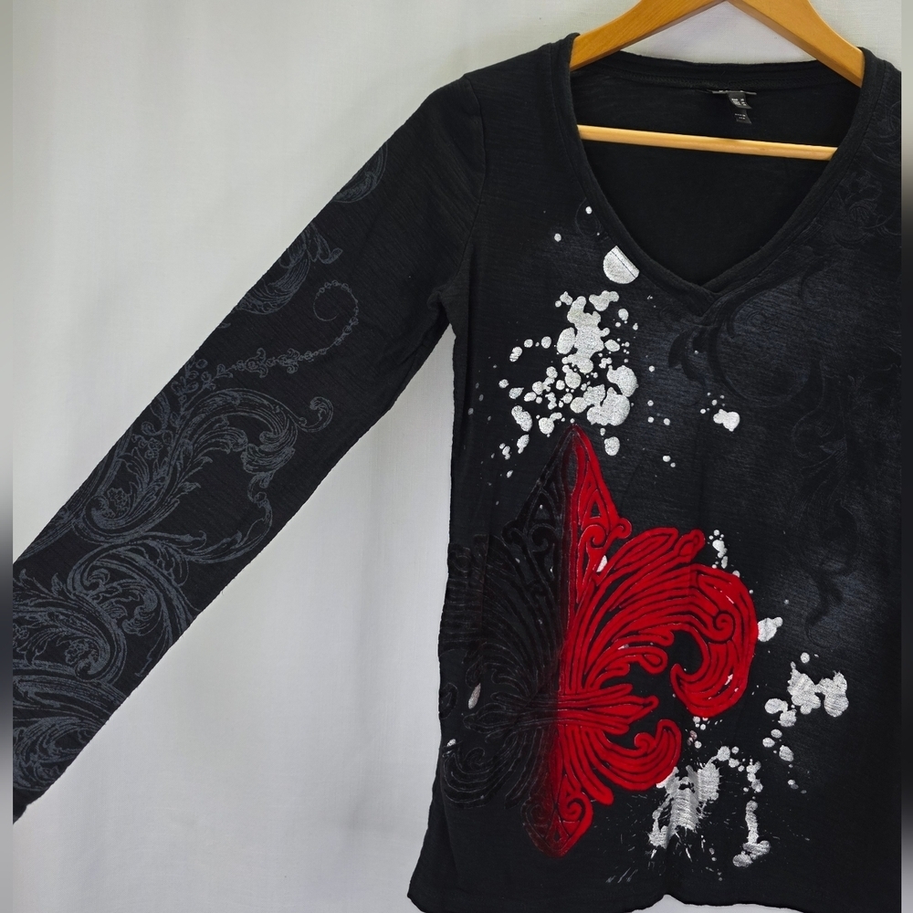 Y2k 00s Vanity Womens Whimsigoth Burnout Gothic Grunge Long Sleeve Fitted Size M - Picture 5 of 14